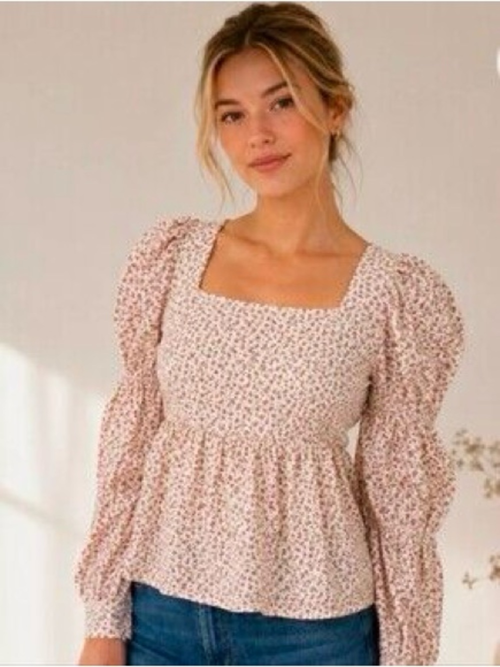 NWT Tuckernuck Hyacinth House Floral Clemons Puff Sleeve Blouse Size XS